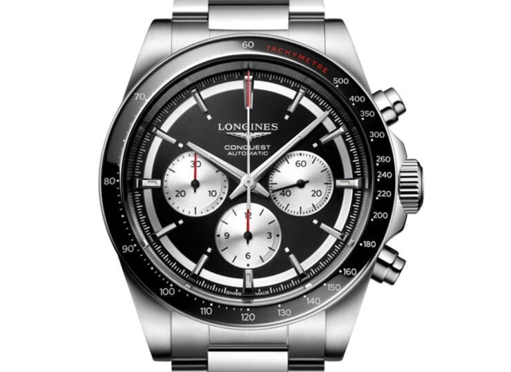 LONGINES コンクエスト クロノグラフ 42mm ブラック サーキュラー、シルバーカウンター文字盤 L3.835.4.52.6