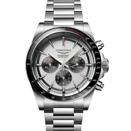 LONGINES コンクエスト クロノグラフ 42mm シルバーマット、ブラックカウンター文字盤 L3.835.4.72.6