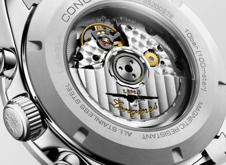 LONGINES コンクエスト クロノグラフ 42mm シルバーマット、ブルーカウンター文字盤 ステンレススティールとセラミック ブレスレット L3.835.4.98.6