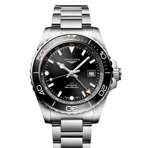 LONGINES ハイドロコンクエスト GMT 43mm ブラック「サンレイ」文字盤 ステンレススティールとセラミック ブレスレット L3.890.4.56.6