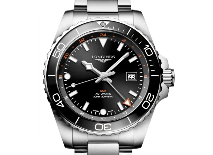 LONGINES ハイドロコンクエスト GMT 43mm ブラック「サンレイ」文字盤 ステンレススティールとセラミック ブレスレット L3.890.4.56.6