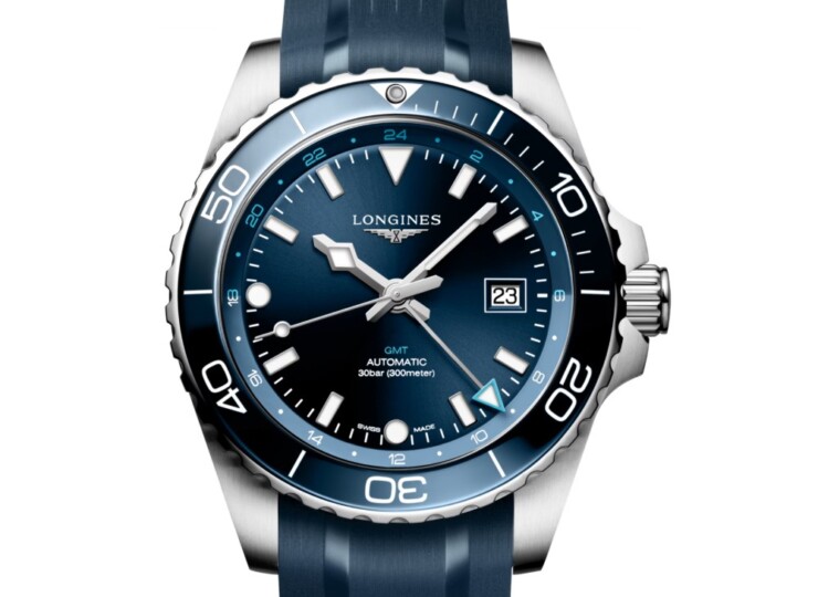 LONGINES ハイドロコンクエスト GMT 43mm ブルー「サンレイ」文字盤 ステンレススティールとセラミック ラバーストラップ L3.890.4.96.9