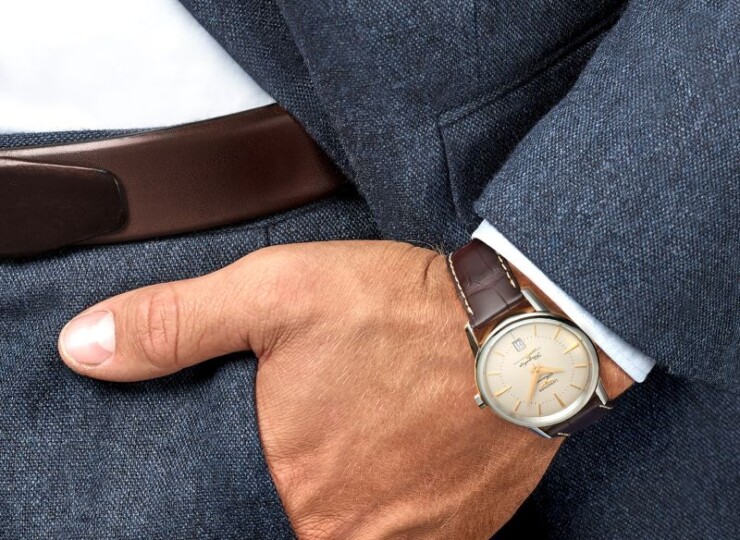 LONGINES フラッグシップ ヘリテージ 38.5mm オパリン アイボリー文字盤 ステンレススティール ブラウン・アリゲーターストラップ L4.795.4.78.2