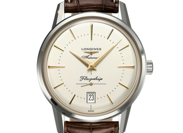 LONGINES フラッグシップ ヘリテージ 38.5mm オパリン アイボリー文字盤 ステンレススティール ブラウン・アリゲーターストラップ L4.795.4.78.2