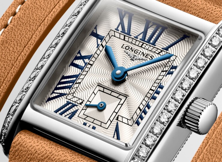 LONGINES ミニ ドルチェヴィータ 21.5×29mm シルバー「フランケ」文字盤 ステンレススティール ダイヤモンド レザーストラップ L5.200.0.71.0