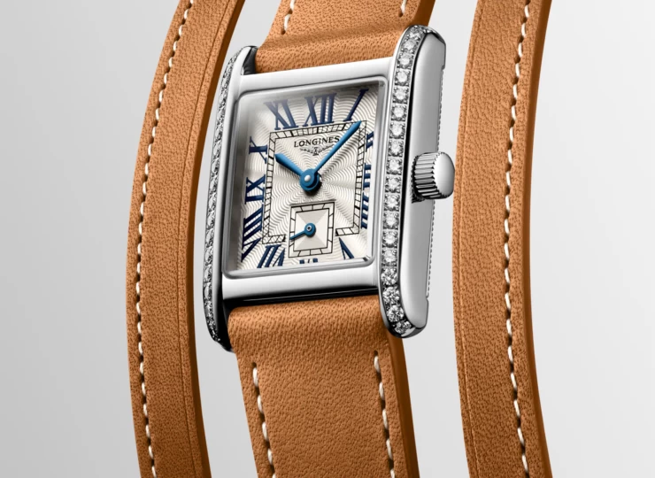 LONGINES ミニ ドルチェヴィータ 21.5×29mm シルバー「フランケ」文字盤 ステンレススティール ダイヤモンド レザーストラップ L5.200.0.71.0