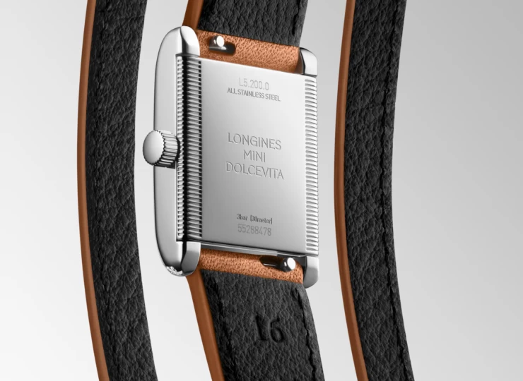 LONGINES ミニ ドルチェヴィータ 21.5×29mm シルバー「フランケ」文字盤 ステンレススティール ダイヤモンド レザーストラップ L5.200.0.71.0