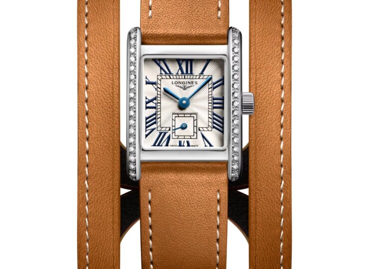 LONGINES ミニ ドルチェヴィータ 21.5×29mm シルバー「フランケ」文字盤 ステンレススティール ダイヤモンド レザーストラップ L5.200.0.71.0