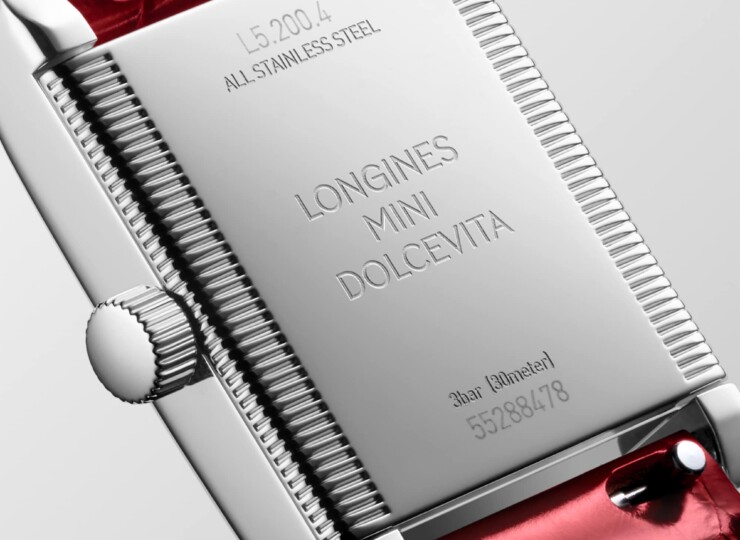 LONGINES ミニ ドルチェヴィータ 21.5×29mm シルバー「フランケ」文字盤 ステンレススティール レッド・アリゲーターストラップ L5.200.4.71.5