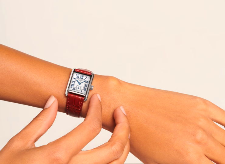 LONGINES ミニ ドルチェヴィータ 21.5×29mm シルバー「フランケ」文字盤 ステンレススティール レッド・アリゲーターストラップ L5.200.4.71.5