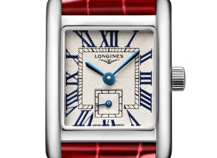 LONGINES ミニ ドルチェヴィータ 21.5×29mm シルバー「フランケ」文字盤 ステンレススティール レッド・アリゲーターストラップ L5.200.4.71.5