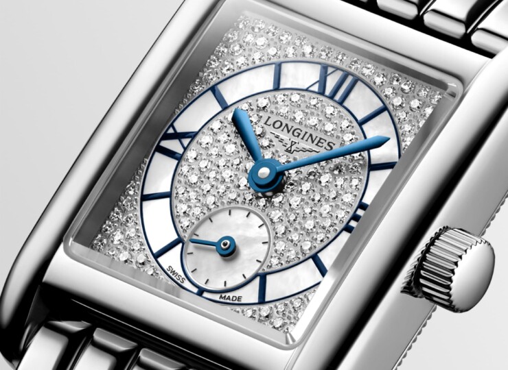 LONGINES ミニ ドルチェヴィータ 21.5×29mm スノーセット&ホワイトマザー・オブ・パール文字盤 ステンレススティール ダイヤモンド ブレスレット L5.200.4.87.6