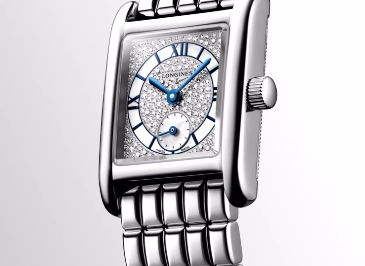 LONGINES ミニ ドルチェヴィータ 21.5×29mm スノーセット&ホワイトマザー・オブ・パール文字盤 ステンレススティール ダイヤモンド ブレスレット L5.200.4.87.6
