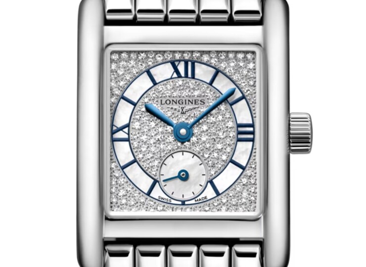 LONGINES ミニ ドルチェヴィータ 21.5×29mm スノーセット&ホワイトマザー・オブ・パール文字盤 ステンレススティール ダイヤモンド ブレスレット L5.200.4.87.6