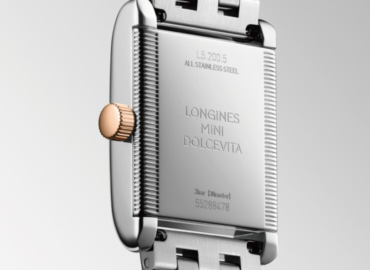 LONGINES ミニ ドルチェヴィータ 21.5×29mm シルバー「フランケ」文字盤 ステンレススティール＆18Kピンクゴールドクラウン L5.200.5.71.7