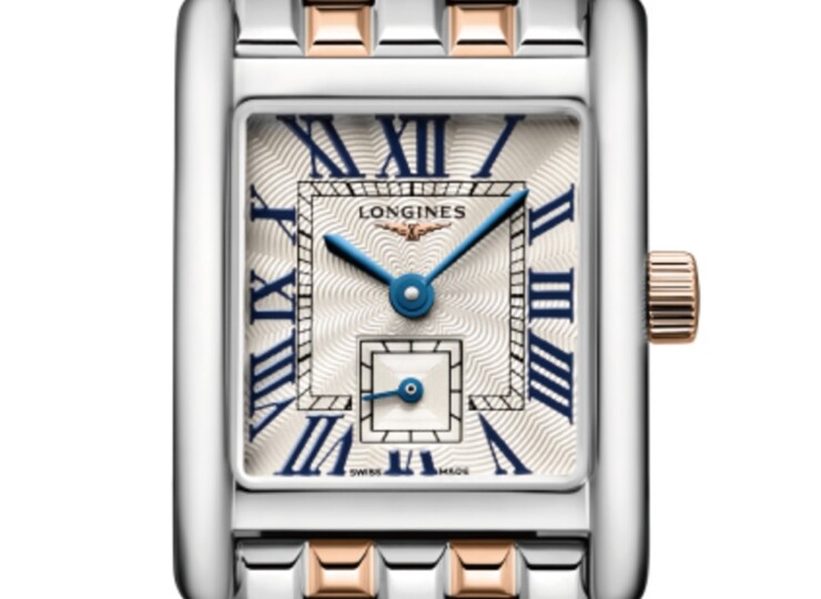 LONGINES ミニ ドルチェヴィータ 21.5×29mm シルバー「フランケ」文字盤 ステンレススティール＆18Kピンクゴールドクラウン L5.200.5.71.7