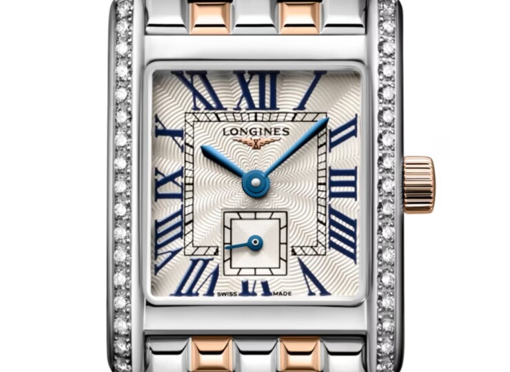 LONGINES ミニ ドルチェヴィータ 21.5×29mm シルバー「フランケ」文字盤 ステンレススティール&18Kピンクゴールドクラウン ダイヤモンド L5.200.5.79.7