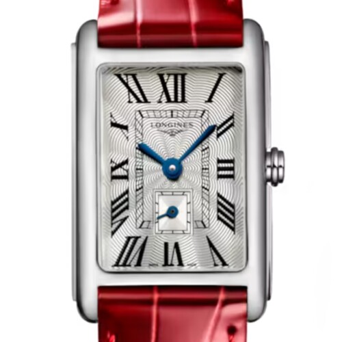 LONGINES ドルチェヴィータ 20.8×32mm シルバー「フランケ」文字盤 ステンレススティール レッド・アリゲーターストラップ L5.255.4.71.5