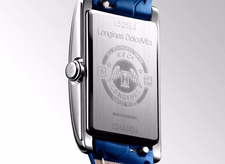 LONGINES ドルチェヴィータ 20.8×32mm シルバー「フランケ」文字盤 ステンレススティール ブルー・アリゲーターストラップ L5.255.4.71.7