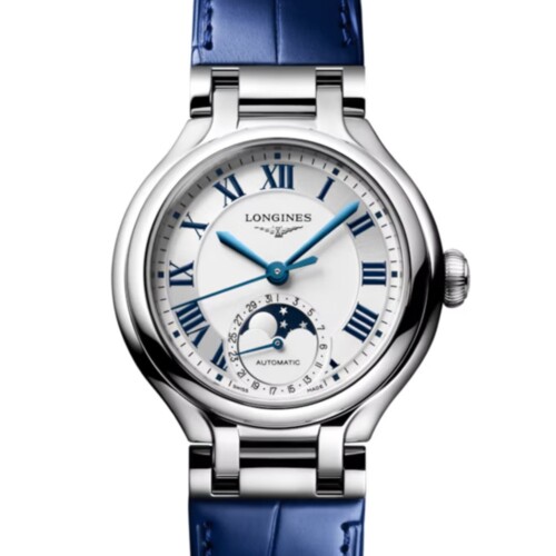 プリマルナ 34mm シルバー文字盤 ステンレススティール アリゲーターストラップ