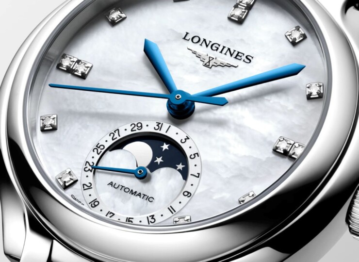 LONGINES プリマルナ 34mm ホワイト マザーオブパール文字盤 ステンレススティール ダイヤモンド アリゲーターストラップ L8.126.4.87.2