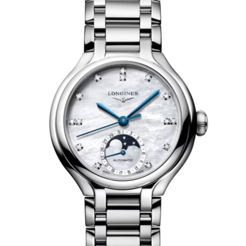 プリマルナ 34mm ホワイト マザーオブパール文字盤 ステンレススティール ダイヤモンド ブレスレット