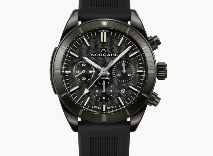 NORQAIN Adventure Chrono 44mm ブラック文字盤 DLC加工のステンレススチールブレスレット N1200.19B01.B01.B01