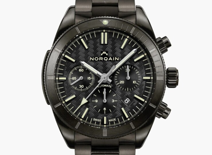 NORQAIN Adventure Chrono 44mm ブラック文字盤 DLC加工のステンレススチールブレスレット N1200.19B01.B01.B01