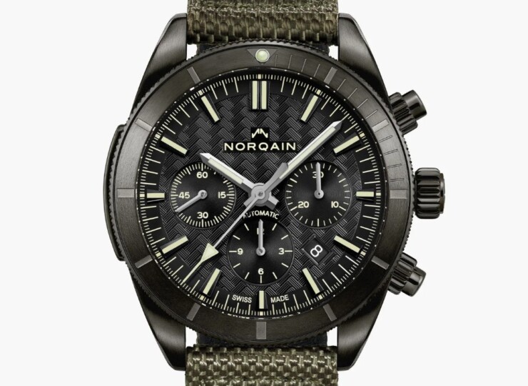 NORQAIN Adventure Chrono 44mm ブラック文字盤 カーキノーデュラストラップ N1200.19B01.B01.F03