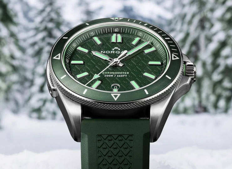 NORQAIN Adventure 40mm グリーン文字盤 ステンレススチールブレスレット フォールディングクラスプ N1300.08S02.E01.S01