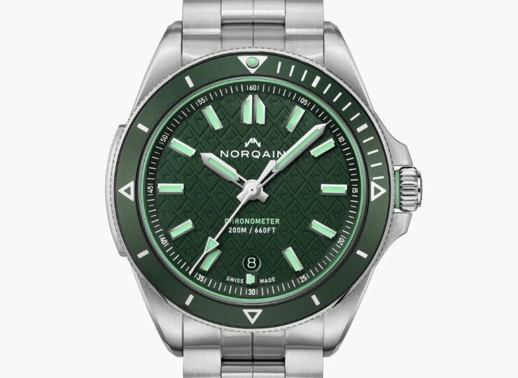 NORQAIN Adventure 40mm グリーン文字盤 ステンレススチールブレスレット フォールディングクラスプ N1300.08S02.E01.S01