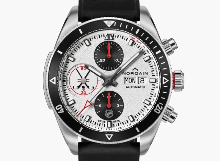 NORQAIN Adventure Chrono NHL Limited Edition 41mm ホワイト文字盤 ブラックラバーストラップ ピンバックル N1500.17S05.W01.R01