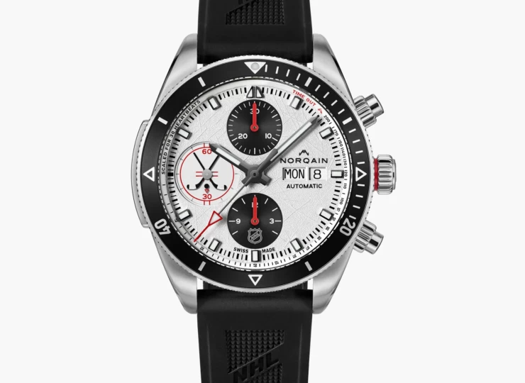 NORQAIN Adventure Chrono NHL Limited Edition 41mm ホワイト文字盤 ステンレススチールブレスレット フォールディングクラスプ N1500.17S05.W01.S01
