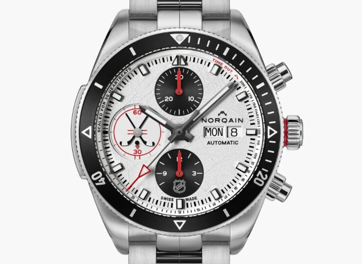 NORQAIN Adventure Chrono NHL Limited Edition 41mm ホワイト文字盤 ステンレススチールブレスレット フォールディングクラスプ N1500.17S05.W01.S01