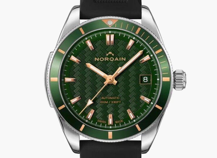 NORQAIN Adventure 37mm グリーン文字盤 ブラックラバーストラップ N1800.08S01.E01.R01