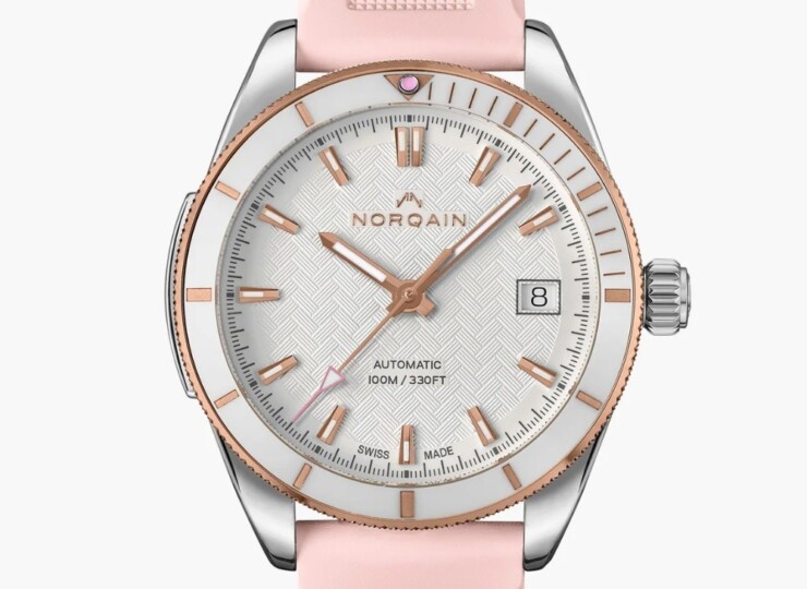NORQAIN Adventure 37mm ホワイト文字盤 ピンクのラバーストラップ N1800.08S06.W01.R01