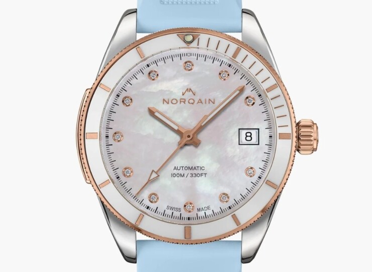 NORQAIN Adventure 37mm マザーオブパール文字盤 ライトブルーラバー N1800.08S08.W01.R01