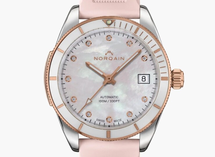 NORQAIN Adventure 37mm マザーオブパール文字盤 Pink Rubber N1800.08S08.W01.R04