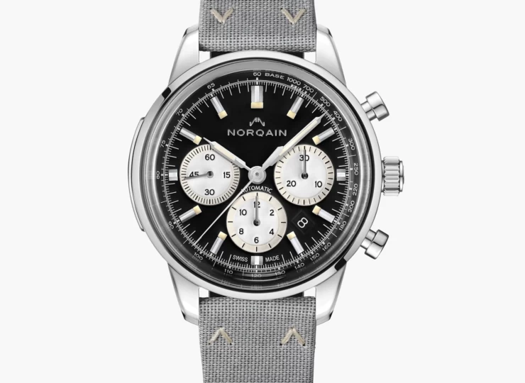 NORQAIN Freedom Chrono 43mm ブラック文字盤 エボニーアルカンターラストラップ ピンバックル N2200.18S01.B01.L10