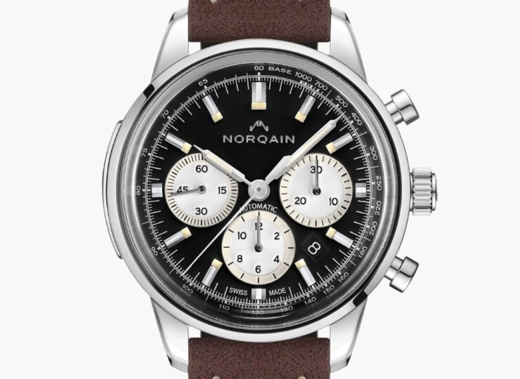NORQAIN Freedom Chrono 43mm ブラック文字盤 エボニーアルカンターラストラップ ピンバックル N2200.18S01.B01.L10