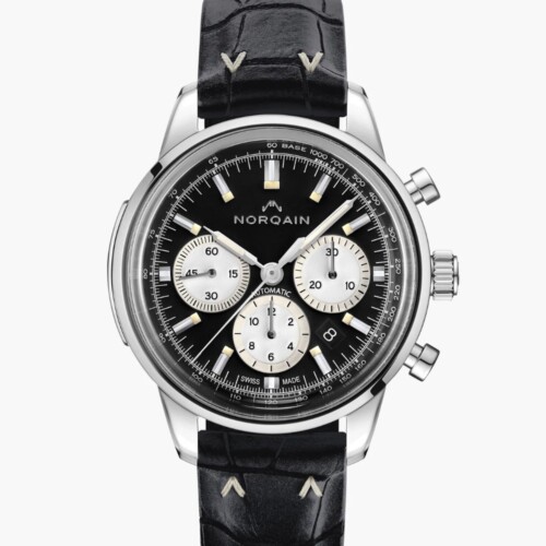 NORQAIN Freedom Chrono 43mm ブラック文字盤 ブラッククロコスタイルラバーストラップ ピンバックル N2200.18S01.B01.R01