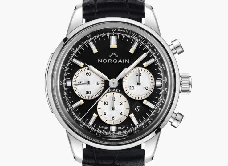 NORQAIN Freedom Chrono 43mm ブラック文字盤 ブラッククロコスタイルラバーストラップ ピンバックル N2200.18S01.B01.R01
