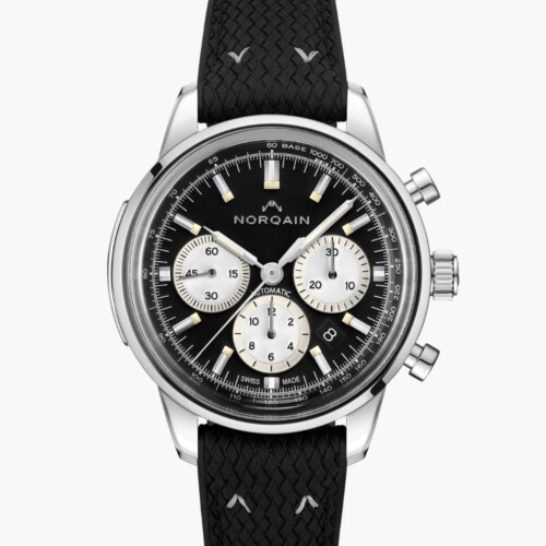 NORQAIN Freedom Chrono 43mm ブラック文字盤 ブラックパーロンラバーストラップ ピンバックル N2200.18S01.B01.R03