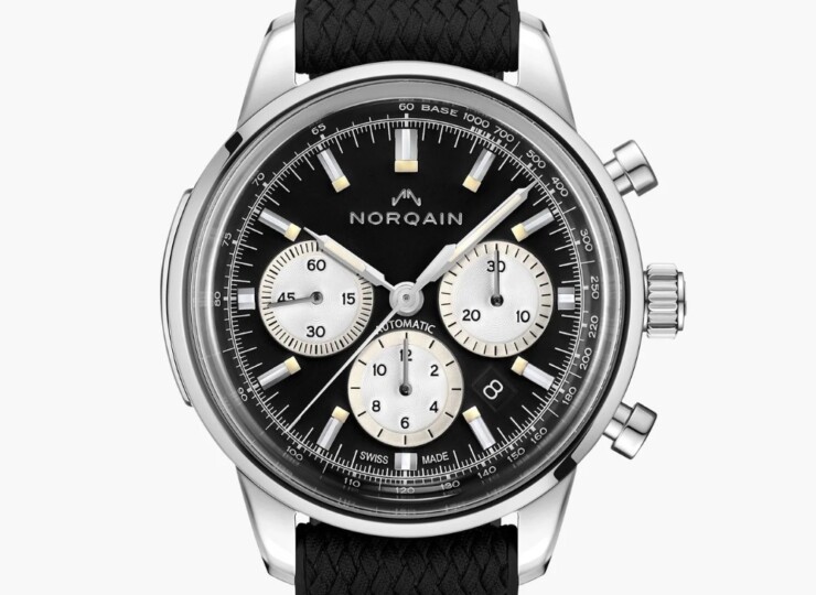 NORQAIN Freedom Chrono 43mm ブラック文字盤 ブラックパーロンラバーストラップ ピンバックル N2200.18S01.B01.R03
