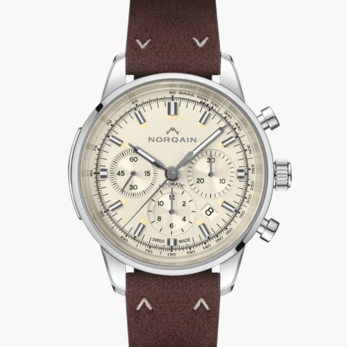 NORQAIN Freedom Chrono 43mm ホワイト文字盤 エボニーアルカンターラストラップ ピンバックル N2200.18S01.C01.V01