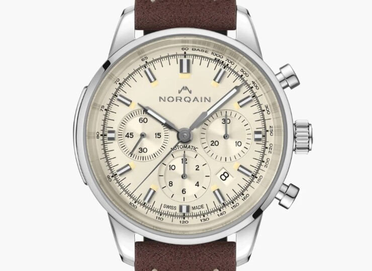 NORQAIN Freedom Chrono 43mm ホワイト文字盤 エボニーアルカンターラストラップ ピンバックル N2200.18S01.C01.V01