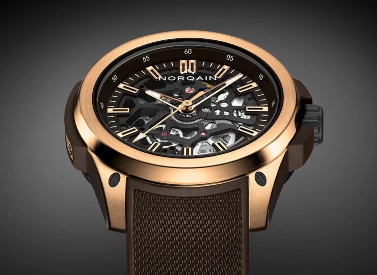 NORQAIN Wild ONE Skeleton 42mm ブラック スケルトン文字盤 ブラウン・メッシュ・ラバー NORTEQ® N3000.07G04.N01.R01