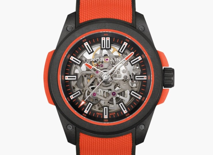 NORQAIN Wild ONE Skeleton 42mm ブラック スケルトン文字盤 コーラルメッシュラバー フォールディングクラスプ N3000.07Q31.B13.R02