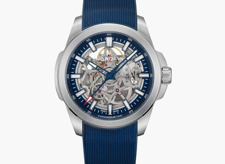 NORQAIN Independence Skeleton 42mm ブルー スケルトン文字盤 ステンレススチールブレスレット N3000.07S01.A01.S01