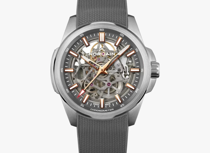 NORQAIN Independence Skeleton 42mm グレー スケルトン文字盤 ステンレススチールブレスレット N3000.07S02.G01.S01